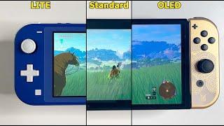 Zelda TOTK side by side Comparison | Nintendo Switch LITE vs. Standard vs. OLED