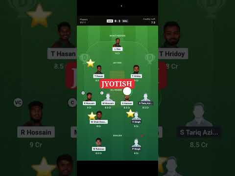 BAN vs MAL T20 Dream11 Prediction | BAN  vs MAL  Dream11 Team |  #dream11 #banvsmal  #shorts