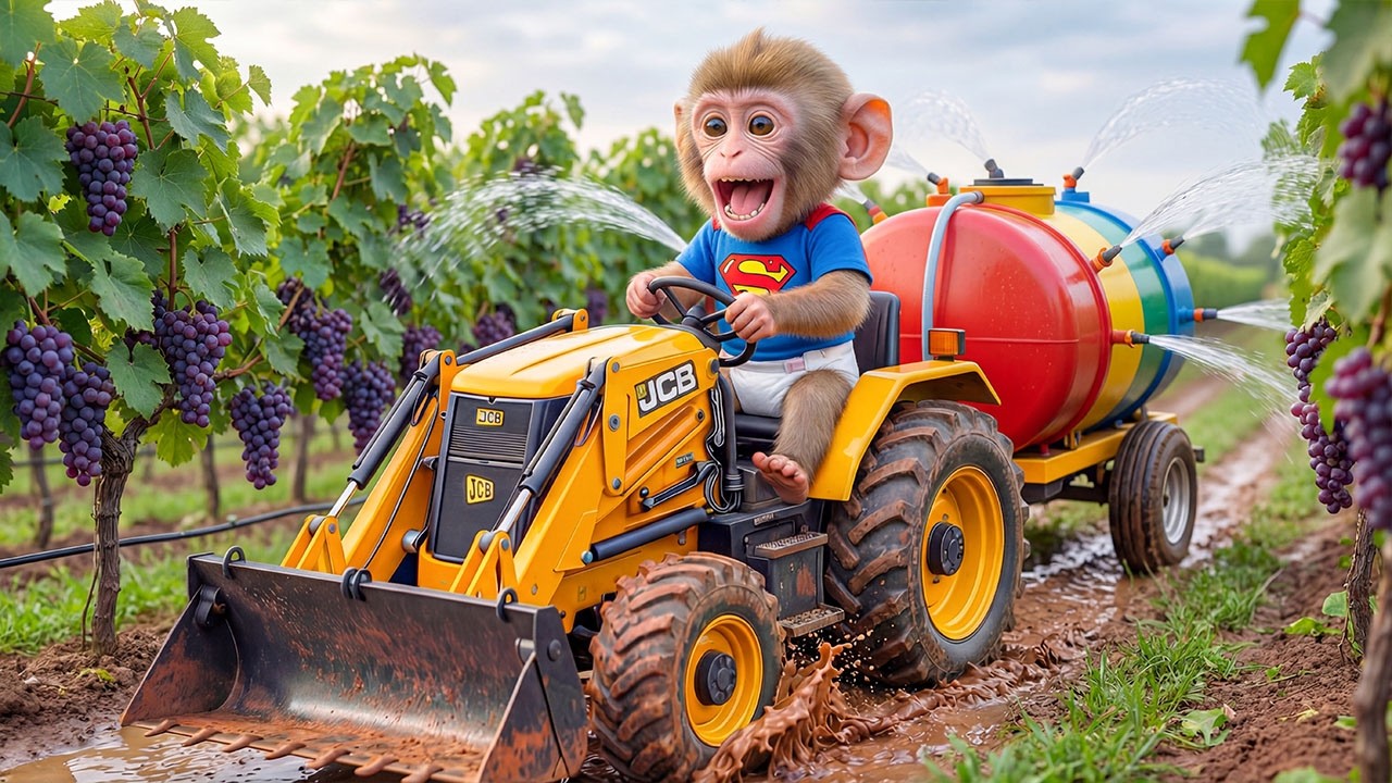Monkey iZi Uses JCB to Water the Watermelon Field… Then Something Unexpected Happens! 😱🍉🚜