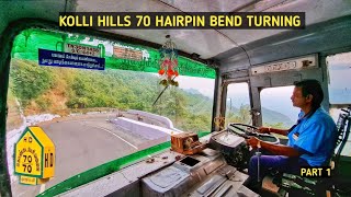 Ashok leyland old bs3 cabin ride on Kolli hills 70 hairpin Bend