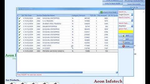 How To Preapare Aeon-TDS 24Q 26Q 27Q 27EQ Transaction To e-filing In Aeon ERP Software