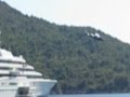 Helicopter taking off from Roman Abramovic's Eclipse superyacht