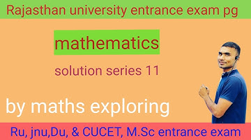 Rajasthan University M.Sc. Entrance PYQs | Topic Wise Solution Series 11 #cucet  #RU # DU # JNU