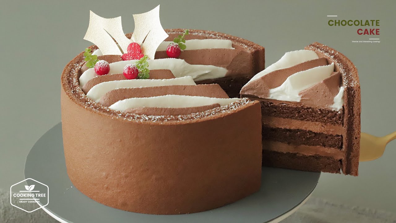 크리스마스 초콜릿 케이크 만들기 : Christmas Chocolate Cake Recipe | Cooking tree