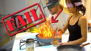 COOKING DINNER BLINDFOLDED!! (DON'T TRY THIS)