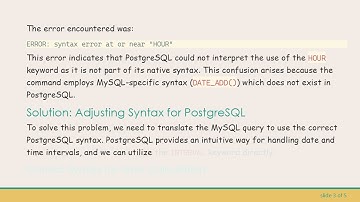 Resolving SQL Query Errors: Fixing the HOUR Function in PostgreSQL