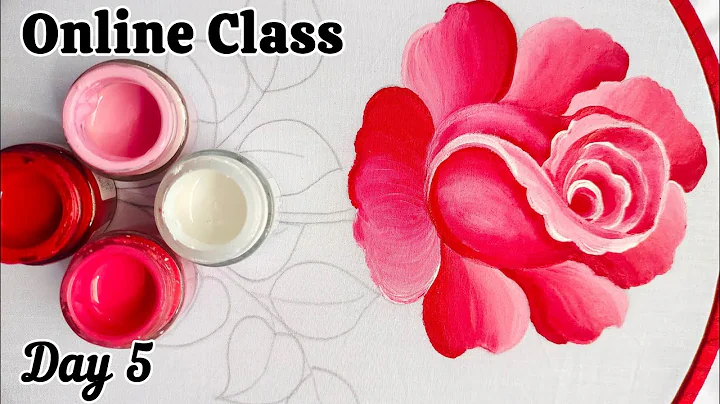 Online Class 5 How to paint on cloth Series    Fabric Painting For Beginners Day 5 Rose painting