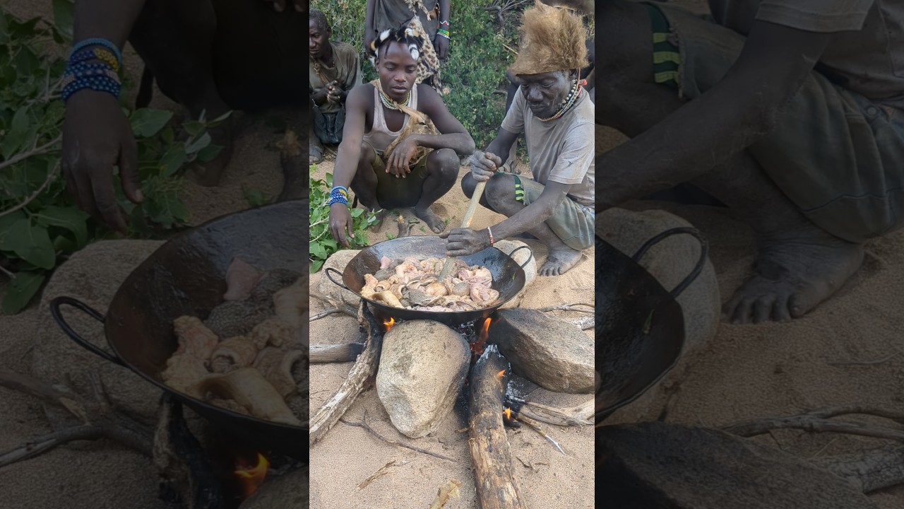 The old person in the bush shows the experience of cooking