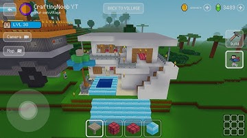 Modern House with Pool - Block Craft 3d: Building Game