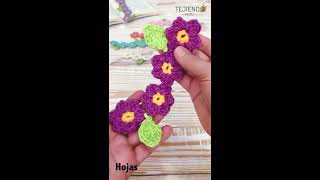 Cadena de flores tejida a crochet 🌸🌺🌼