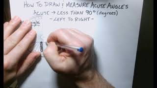 Protractor Math Lesson - How to Draw and Measure Acute Angles Left to Right
