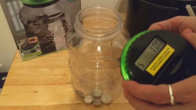 M&R Digital Counting Coin Bank. Batteries Included! Personal Coin Counter/Money Clear Jar, Silver Top Totals Up Your Savings- Works with All U.S.