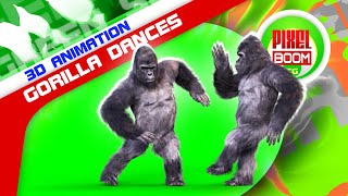 Green Screen Gorilla Dances Realistic Fur 3D Animations - PixelBoomCG