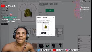 IShowSpeed spends 18 million Robux on a shirt #ishow￼broke