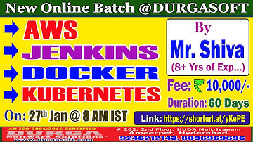 AWS + JENKINS + DOCKER + KUBERNETES Online Training @ DURGASOFT