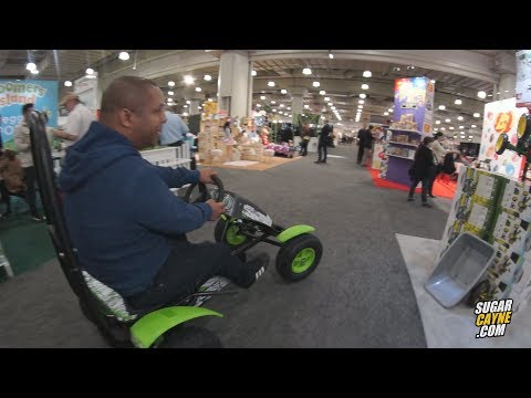 Vin Rock Rides A Berg Pedal Cart At Toy Fair NY 2018 