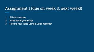 English Communication 2_Course overview & Assignment 1