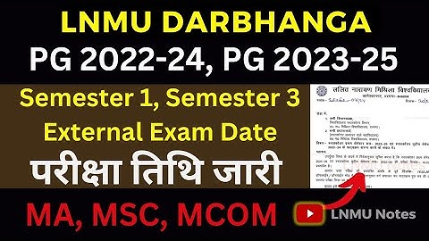 LNMU PG Session 2023-25, 2022-24 Exam Date jaari, MA/MSC/MCOM 1st semester or 3rd semester exam