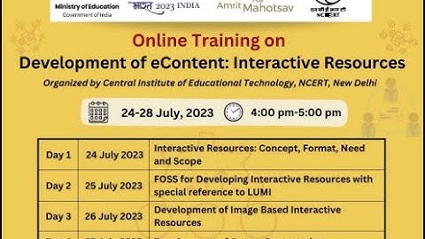Online Training on "Development of eContent: Interactive Resources" - Quiz answers