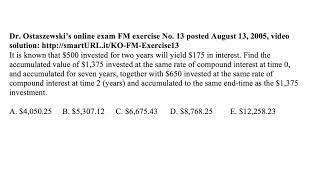 Exam FM exercise for May 28, 2018