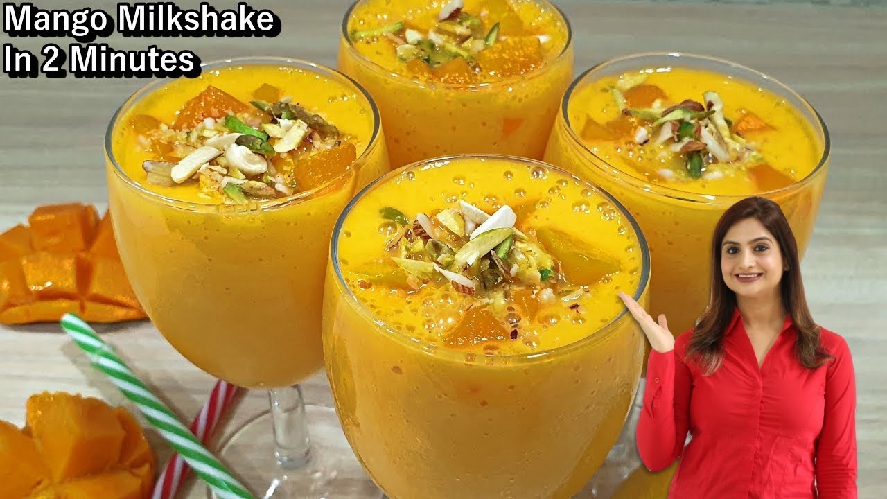 2 Mins Thick & Creamy Mango Milkshake | How to Make Mango Shake | Fresh Mango Shake | Kanak