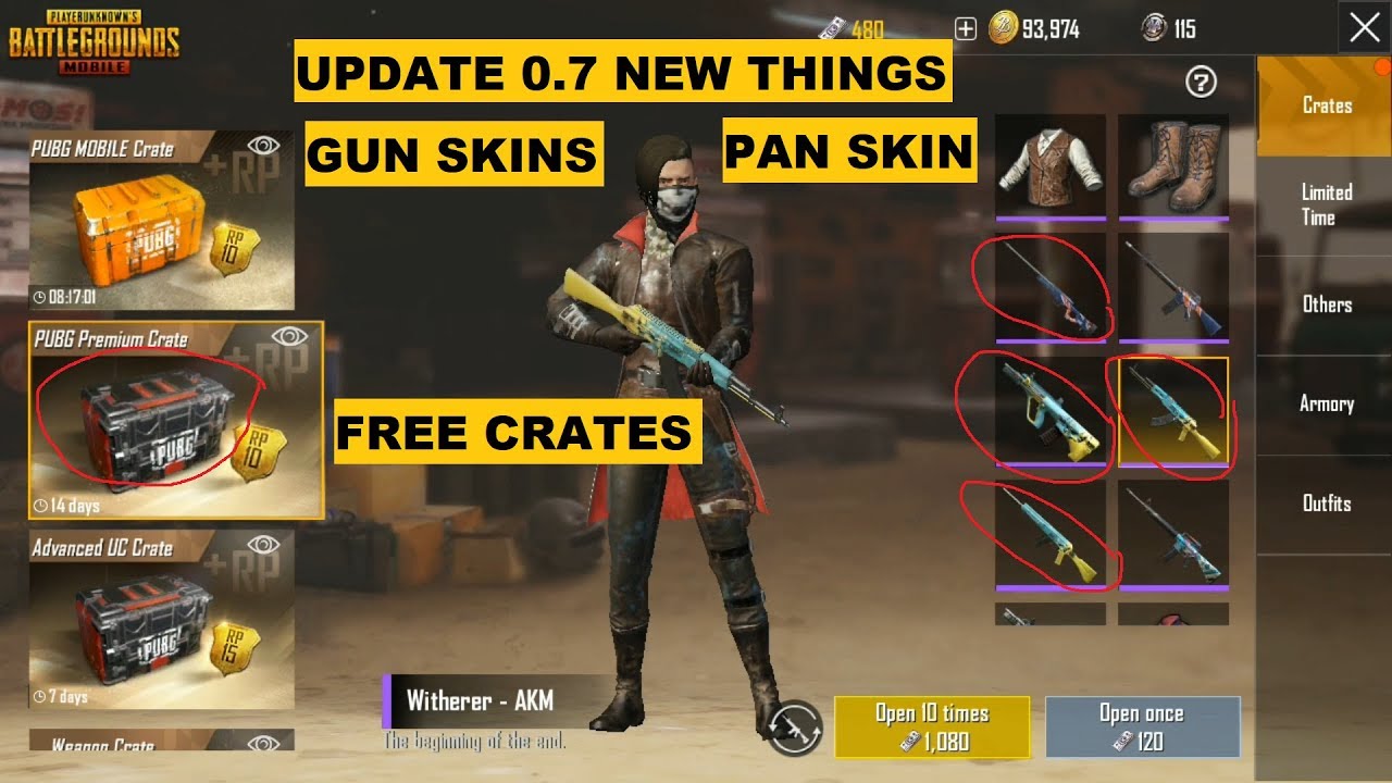 PUBG MOBILE UPDATE 0.7 LOTS OF NEW & FREE STUFF, CRATES, NEW SKINS, BEST  UPDATE EVER - 