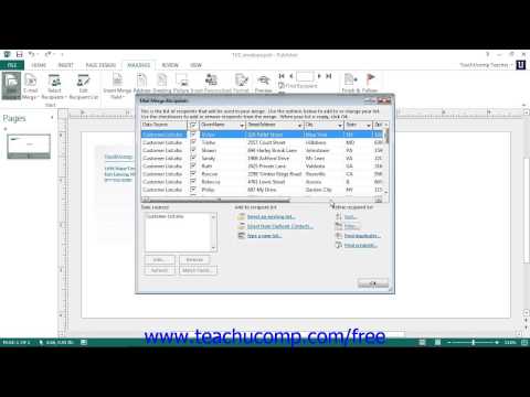 Publisher 2013 Tutorial Selecting Recipients Microsoft Training Lesson 10.4