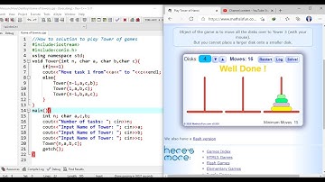 write code in C++ to solution to play tower of  Hanoi games