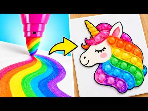 🦄🌈 We Turned a SIMPLE Drawing Into a MAGICAL Unicorn! ✨ Easy Art Tricks