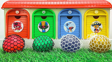 Satisfying Garage ASMR | Making 4 Real Slime Balls Net Magic Unboxing Beadss In 4 Color ASMR Garage