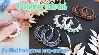 Beading Tutorial #11 | how to bead “Coburn” hoop earrings, elegant DIY jewelry, herringbone stitch