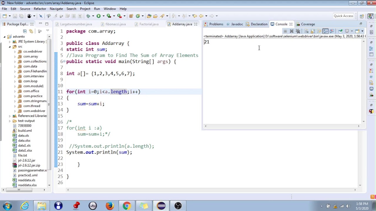 Java Program to Find The Sum of Array Elements - YouTube