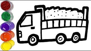DRAW A dump truck coloring glittering for kids toddler Apple coloring pages