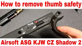 How to remove and install manual thumb safety for CZ Shadow 2 Airsoft / tech guide walkthrough
