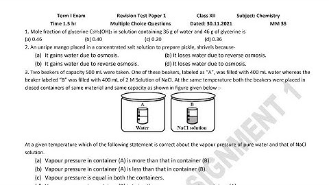 PSEB Revision Test Paper 1 | Chemistry | Class 12 | Scholar Tutorial