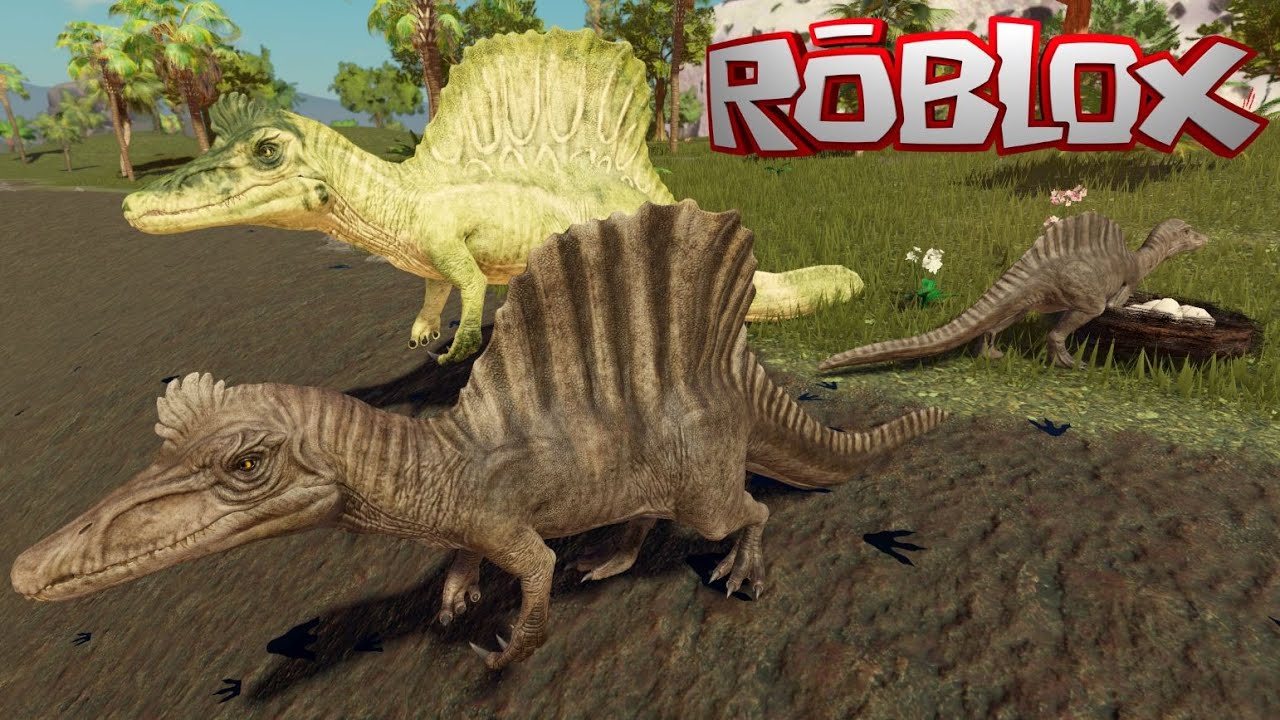 FAMÍLIA DE ESPINOSSAUROS VS GRUPO DE TIRANOSSAUROS REX ! DINOSAUR LIFE da ROBLOX