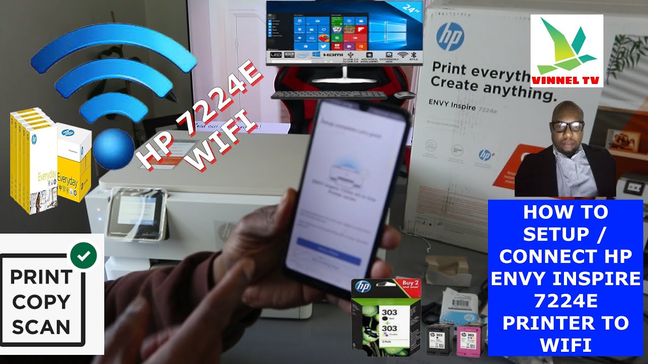 HP Envy Inspire 7220e WiFi Setup, Wireless Setup, Connect To Wireless  Network. 