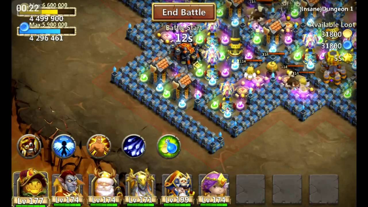 castle clash -  insane dungeon 1-8  f2p heroes