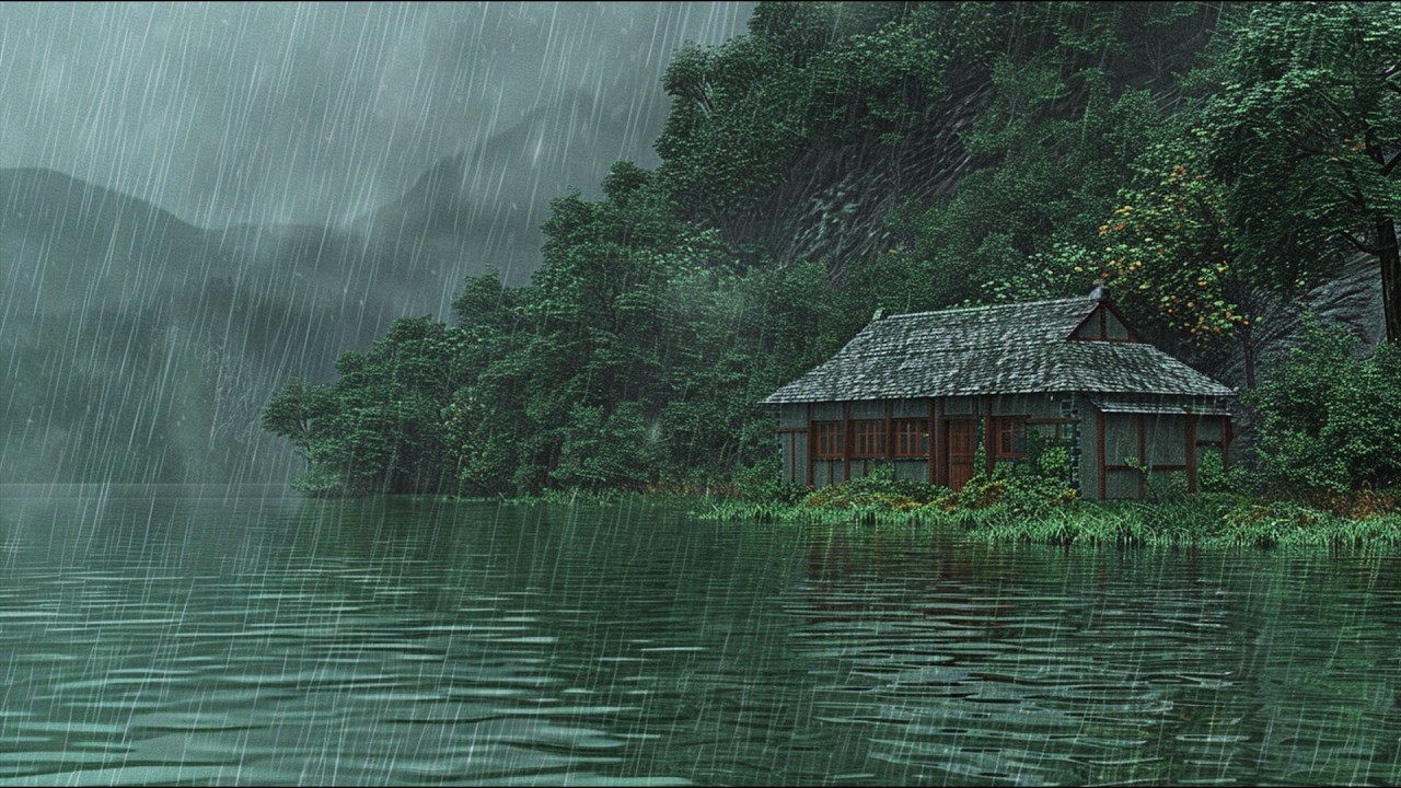 Мгновенный глубокий сон: сильный дождь, льющийся на тихий пруд 🌧️ Идеальный белый шум