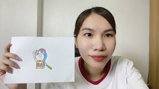 Share how to color the image of the Doraemon character wearing a hat