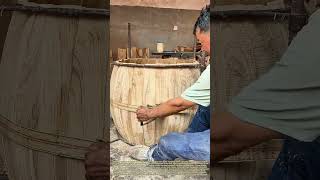 Tension Pulling Staves How Craftsmen Shape Large Wooden Drum Shells
