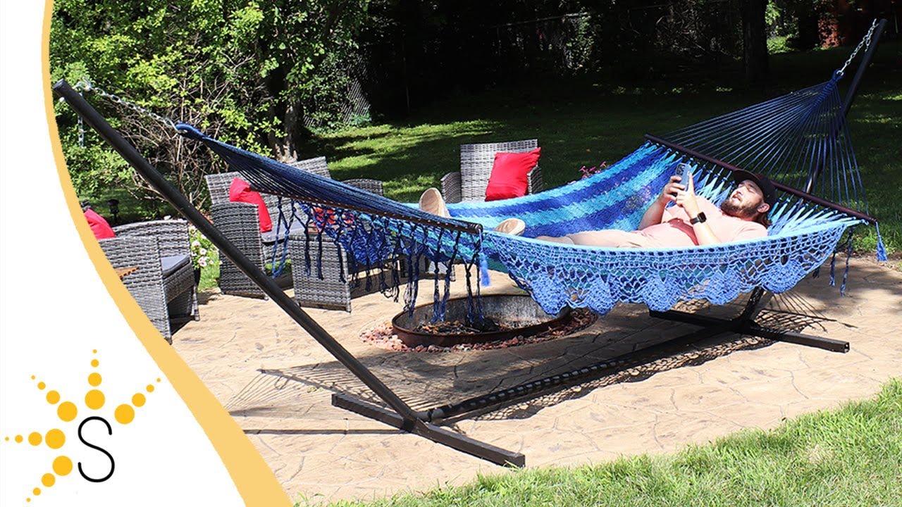 Sunnydaze Deluxe American Style Mayan Hammock 15' Hammock Stand