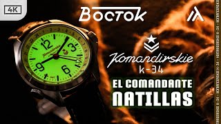Vostok Komandirskie K34 'El comandante natillas'. Reloj ruso automático.