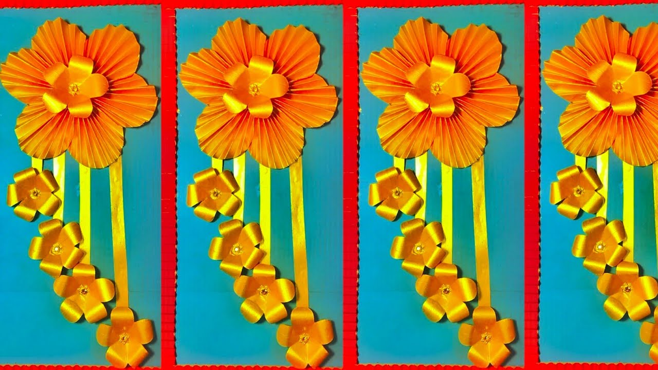 Amazing golden flower craft // golden wall hanging // odia artist Anil ...