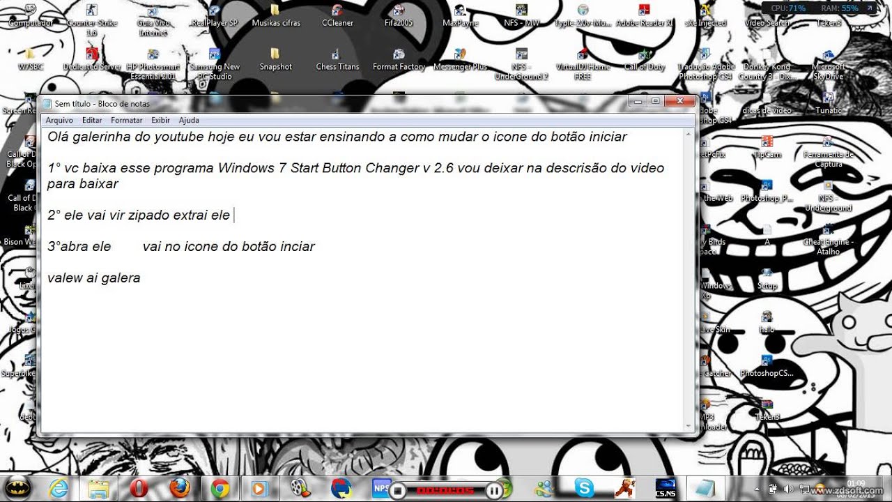 Como mudar o icone do botão iniciar - YouTube
