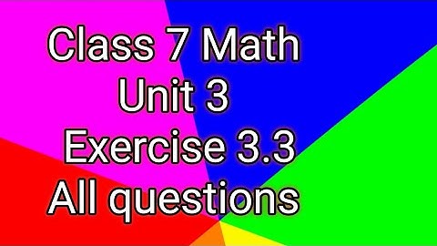 Exercise 3.3 | class 7 | Unit 3 | Sindh textbook board| Math