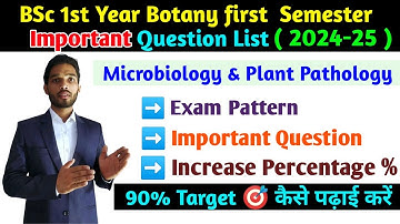 BSc first Year Botany 1st Semester first Paper important Question list for 2024-25 || Exam Paper BSc
