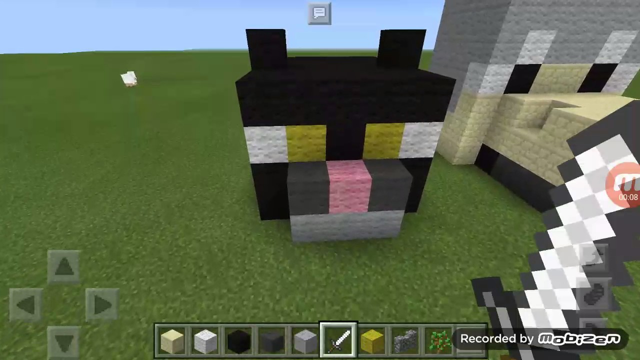 Minecraft pocket edition silver creations how to build a cat face - YouTube...
