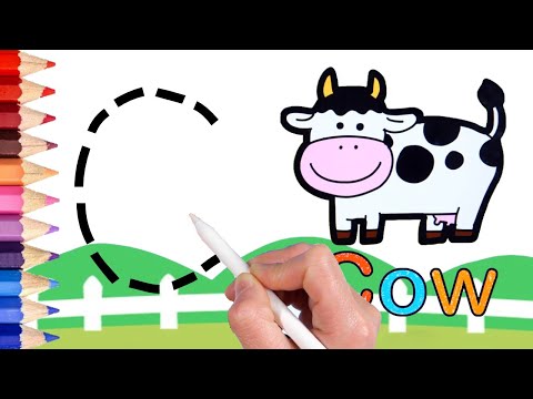 For Kids Drawing Coloring 유아와 아이들을 위한 소 그리기 색칠하기 | 젖소 그리는 방법 - 심플컬러
