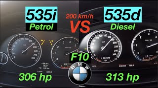 Acceleration BATTLE 200 km/h | BMW 535i vs 535d | F10 | 306 vs 313 HP | Who will win?